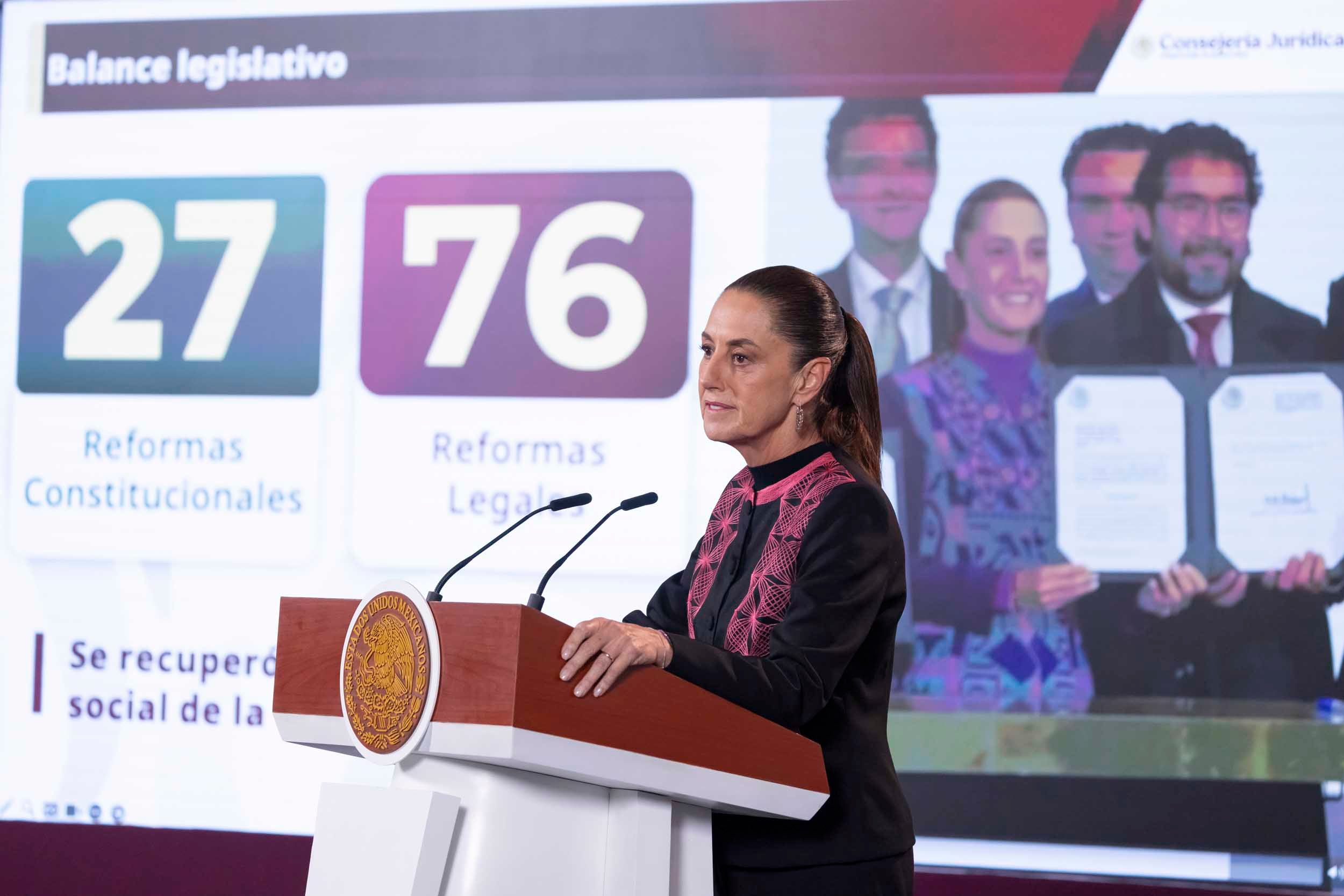Shienbaum resalta aprobación de 27 reformas constitucionales y 76 legales