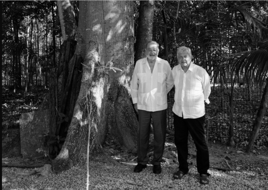 Se reúne AMLO con Carlos Slim para evaluar obras del Tren Maya