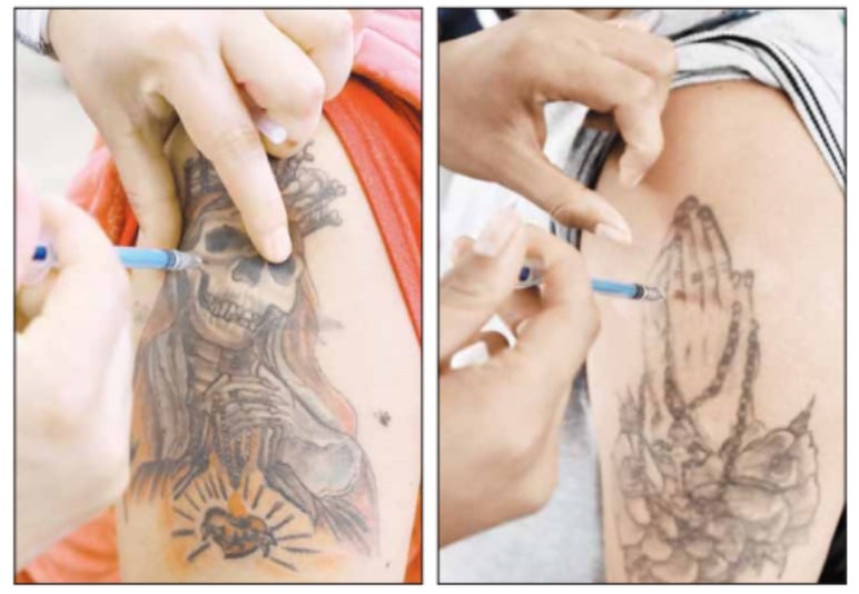 La Jornada Maya | Nacional | La Jornada | De dragones a la Santa Muerte,  los tatuajes mostrados al vacunarse