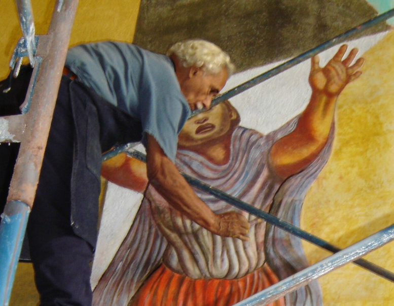 SAT exige al pintor Melchor Peredo, de 99 años, entregar mural como pago de impuestos