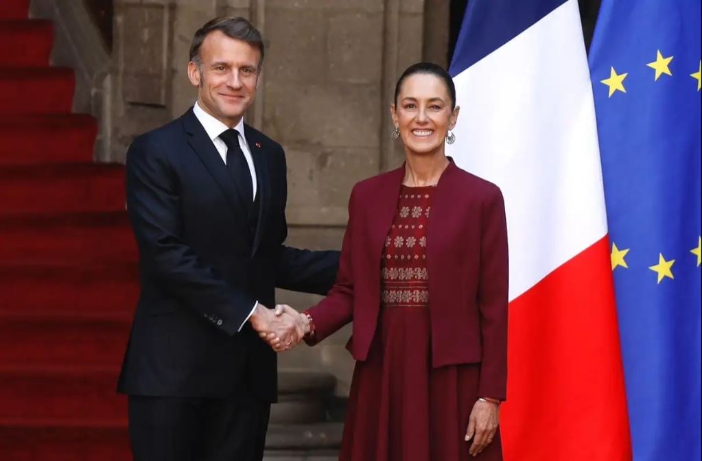 Sheinbaum recibe a Macron en Palacio Nacional