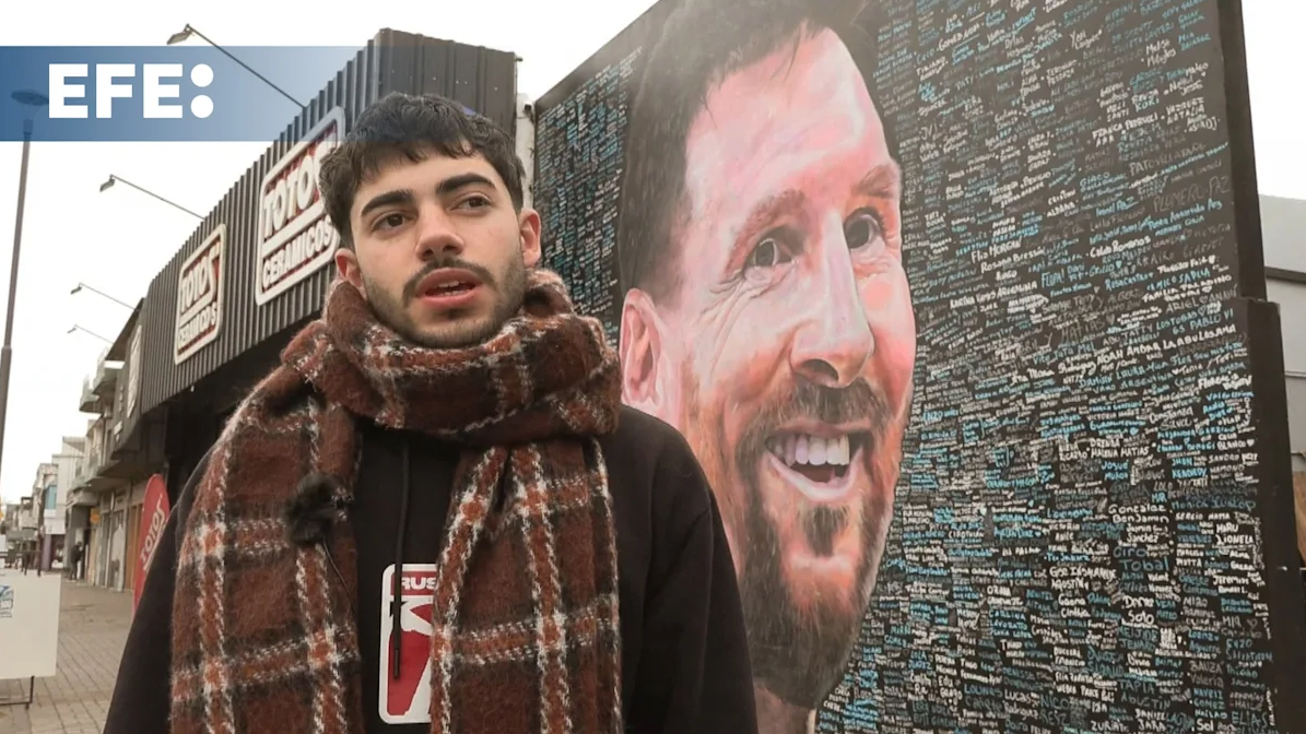 Mural de Messi hecho por amigos y vecinos causa furor en la periferia de Buenos Aires