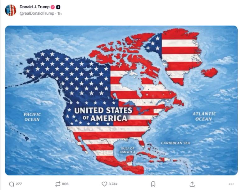 Trump insiste con seis nuevos mapas de EU que sustituyen 'Nueva América' en lugar de Nuevo México