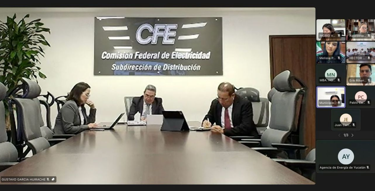Díaz Mena y 12 alcaldes de Yucatán realizan reunión virtual con titular de la CFE