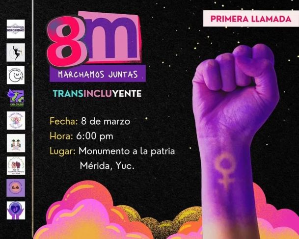 Marcha por el #8M en Mérida saldrá del Monumento a la Patria