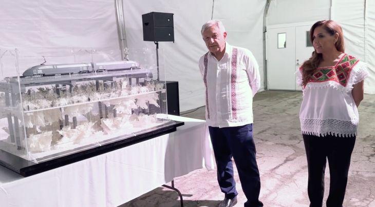 En Tulum, presenta Sedena a AMLO viaducto elevado para el tramo 5 del Tren Maya