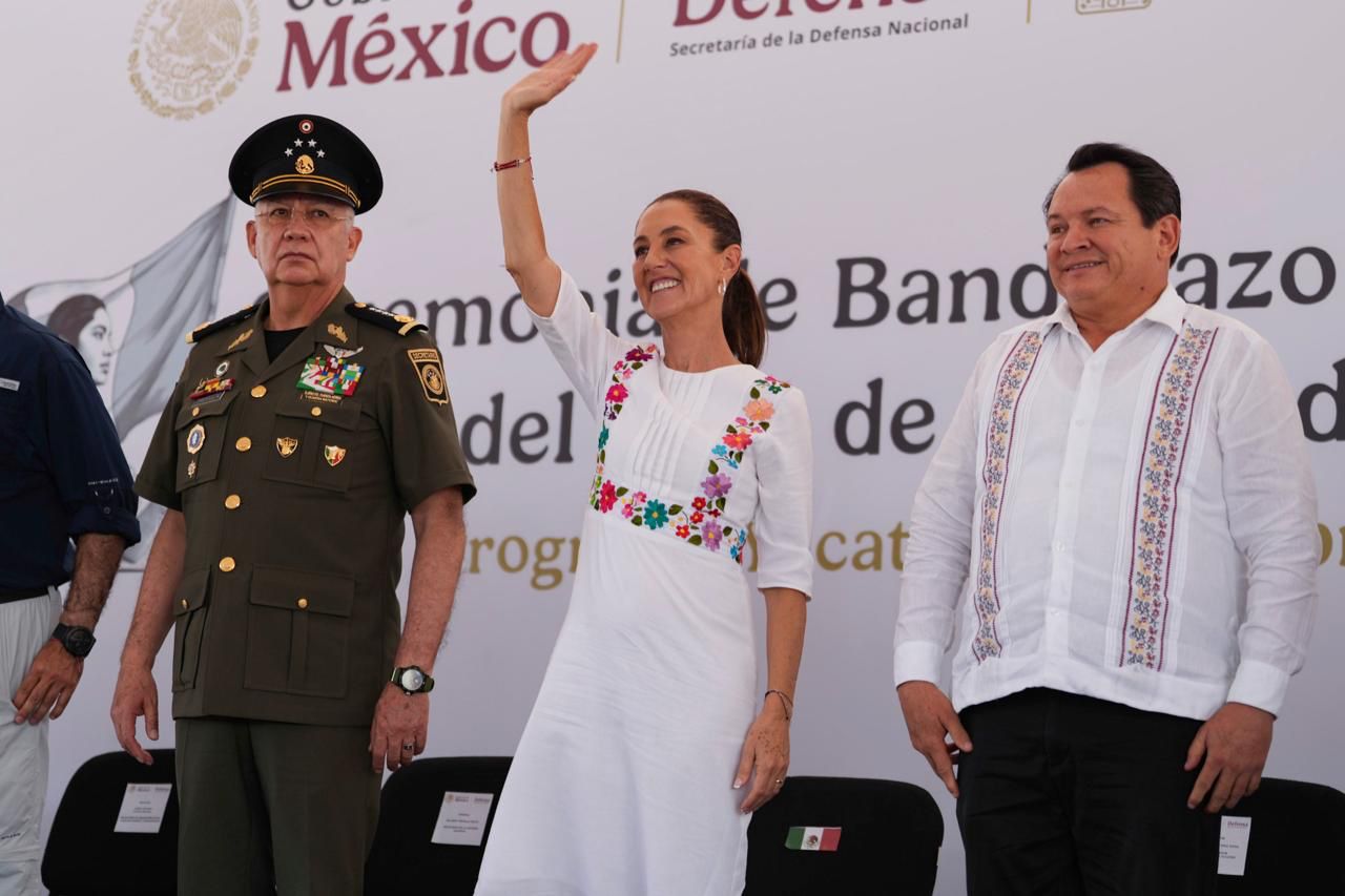Claudia Sheinbaum inaugura obras para el servicio de carga del Tren Maya en Yucatán