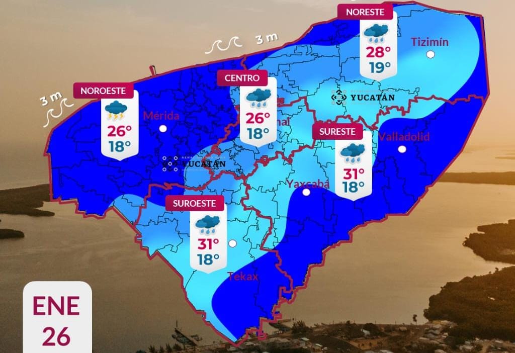 Pronóstico del tiempo: Así será el clima en Yucatán este lunes 26 de enero
