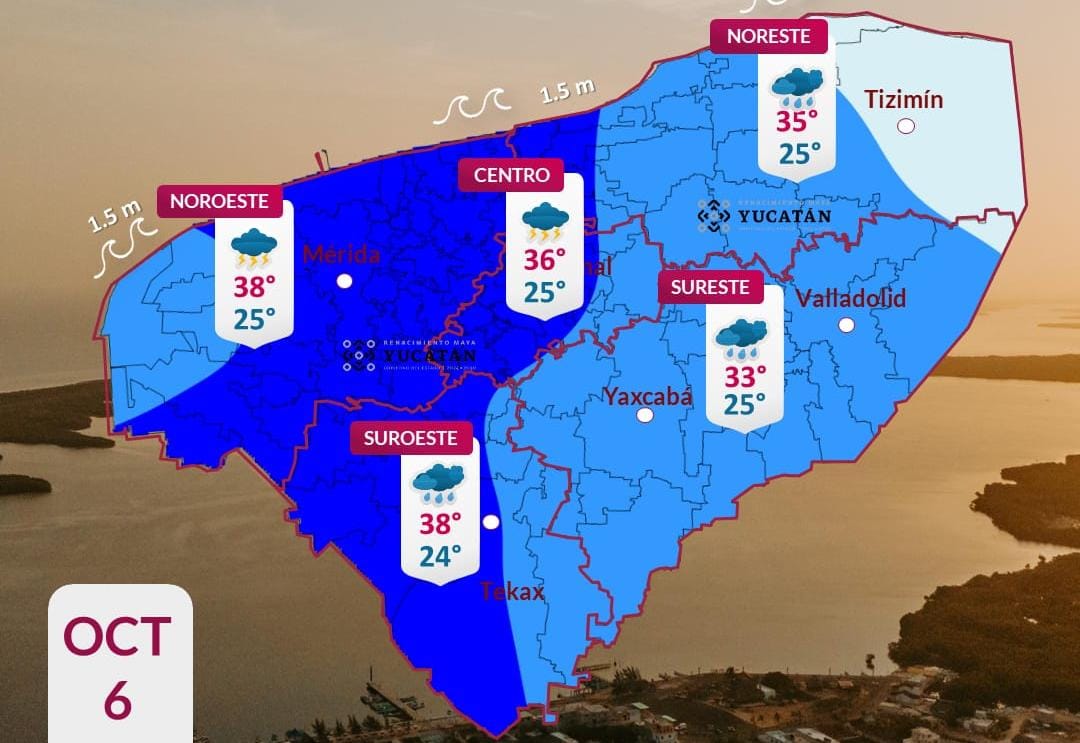 Pronóstico del tiempo: Así será el clima en Yucatán este martes 6 de octubre