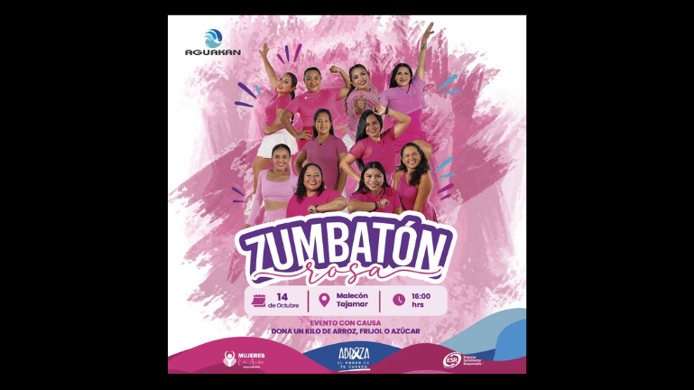 Aguakan invita al 'Gran Zumbatón Rosa' en el Malecón Tajamar de Cancún
