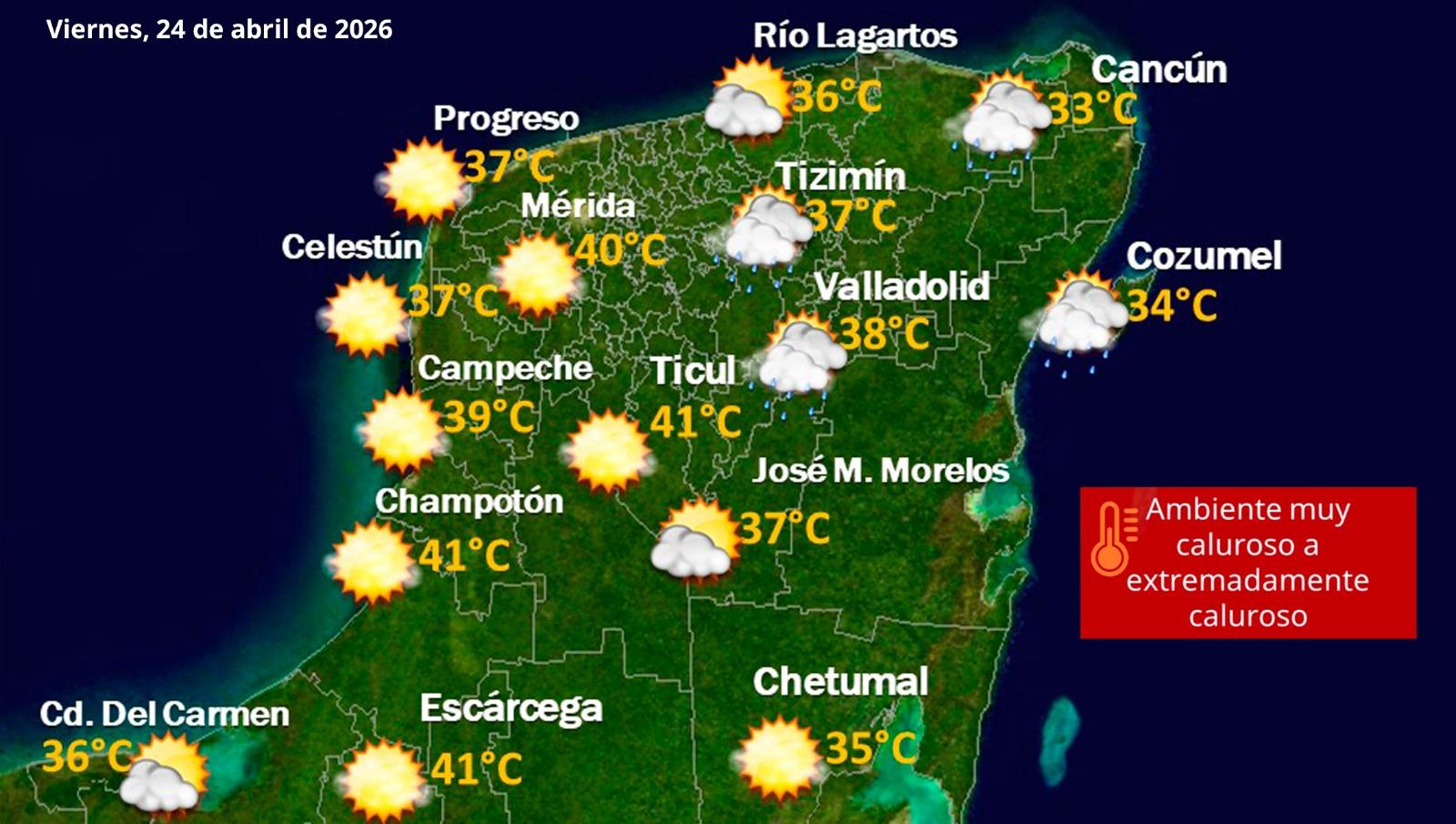 Pronóstico del tiempo: Así será el clima en Yucatán este viernes 24 de abril