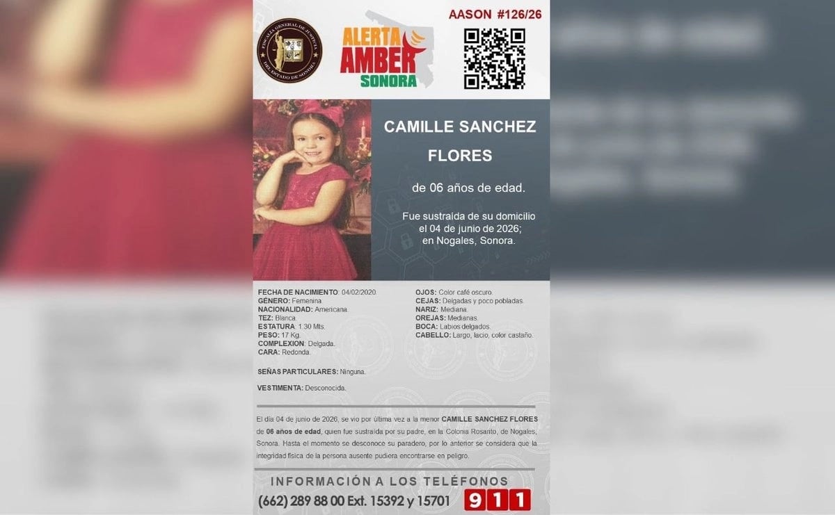 Activan alerta migratoria para la niña Camille Sánchez Flores desaparecida en la frontera de Sonora