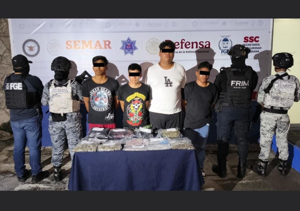 Aseguran 150 kilos de marihuana y capturan a célula delictiva en QRoo
