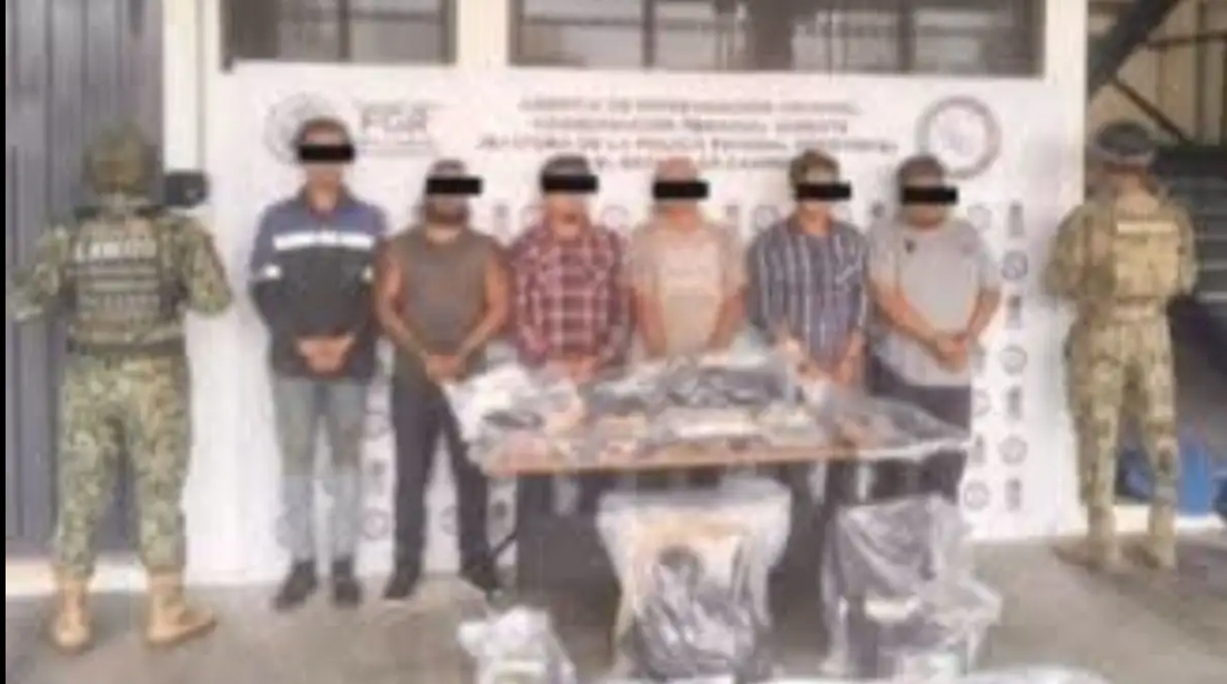 Operativo en Champotón deja seis detenidos, armas, vehículos, hidrocarburo y una avioneta asegurada