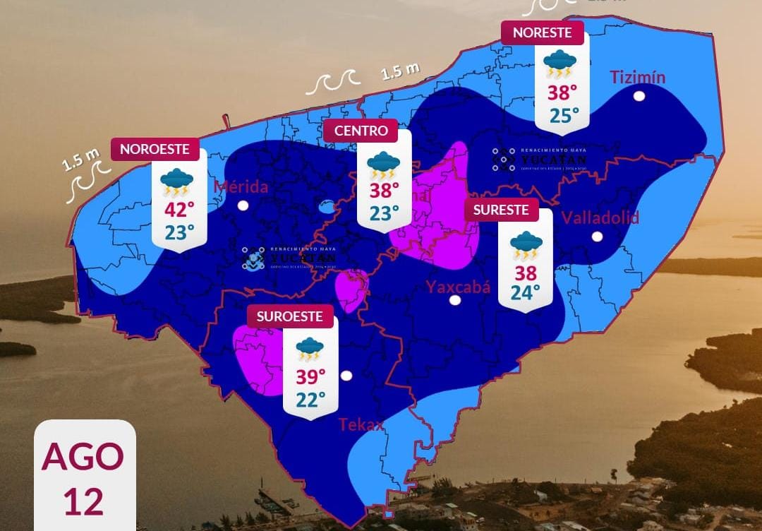 Pronóstico del tiempo: Así será el clima en Yucatán este miércoles 12 de agosto