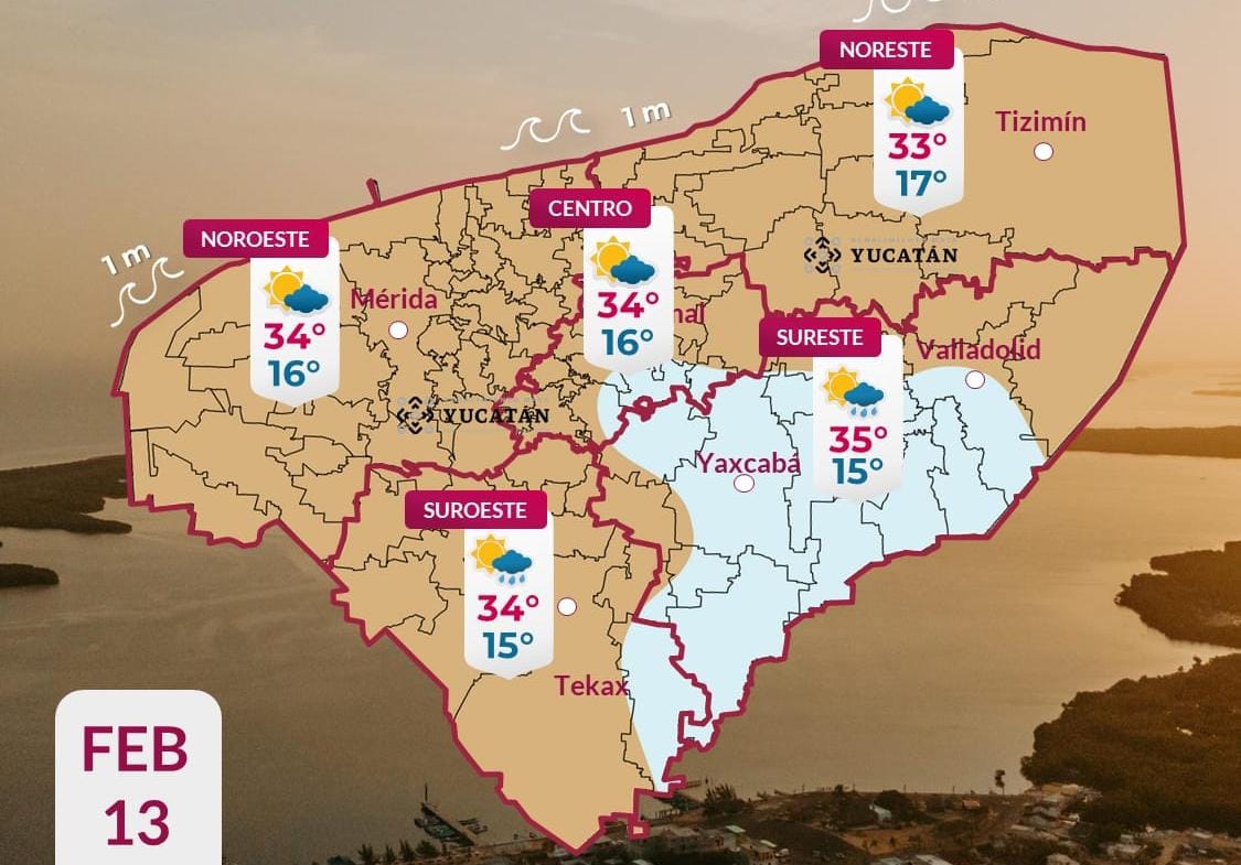 Pronóstico del tiempo: Así será el clima en Yucatán este viernes 13 de febrero