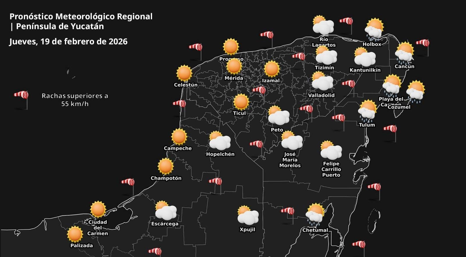 Pronóstico del tiempo: Así será el clima en Yucatán este jueves 19 de febrero 