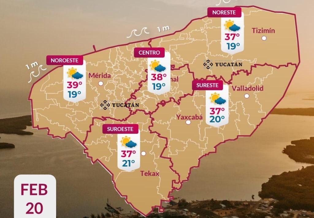 Pronóstico del tiempo: Así será el clima en Yucatán este viernes 20 de febrero en Yucatán 