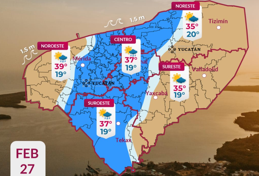 Pronóstico del tiempo: Así será el clima en Yucatán este viernes 27 de febrero 