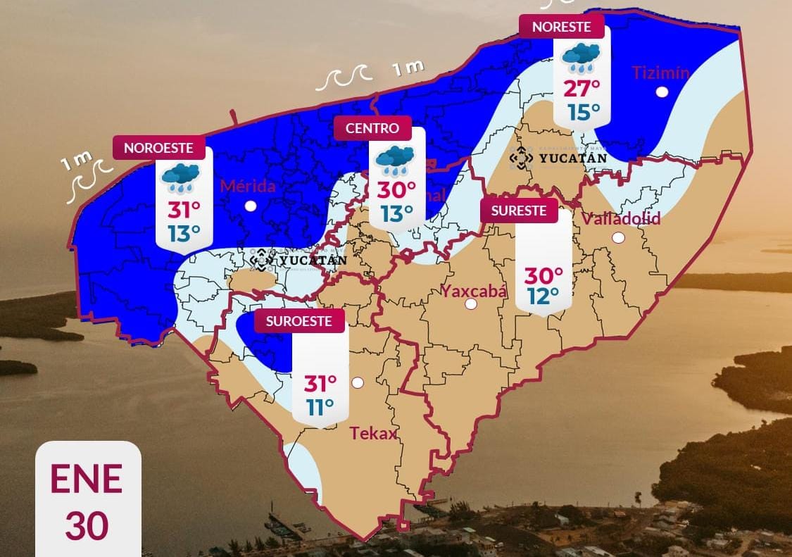 Pronóstico del tiempo: Así será el clima en Yucatán este viernes 30 de enero 