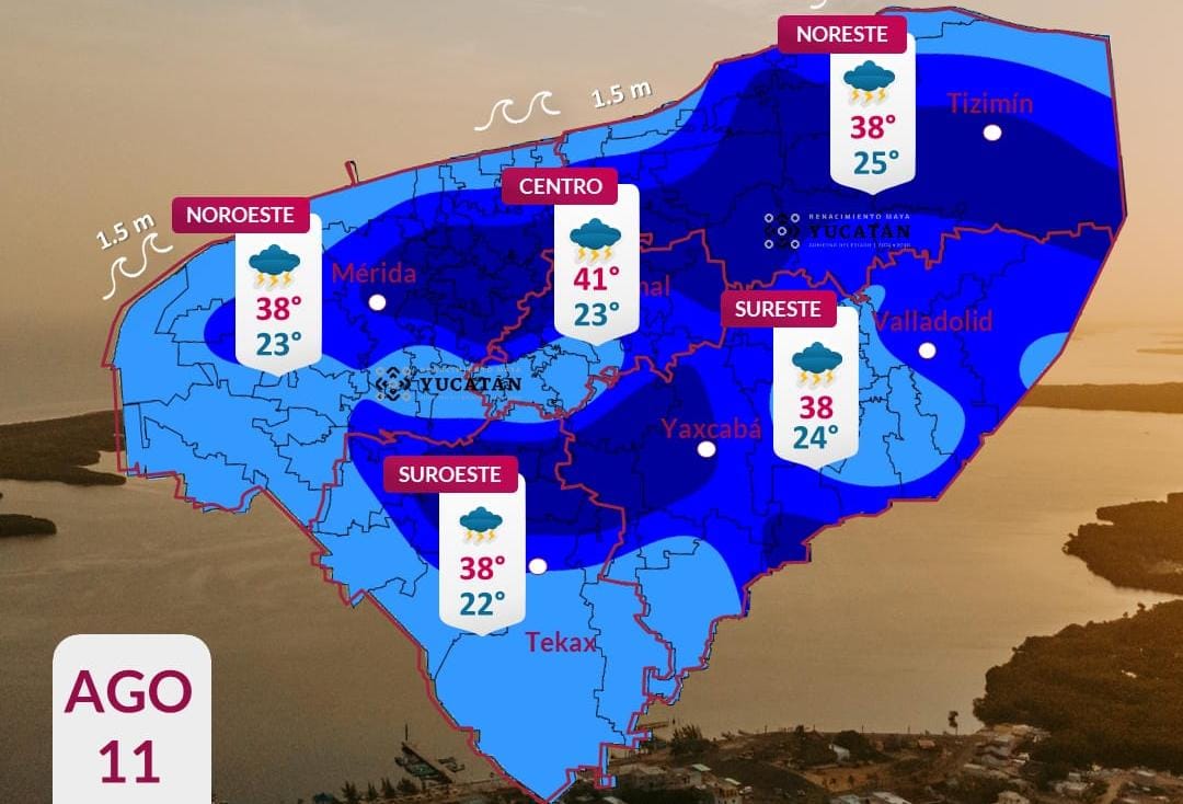 Pronóstico del tiempo: Así será el clima en Yucatán este martes 11 de agosto