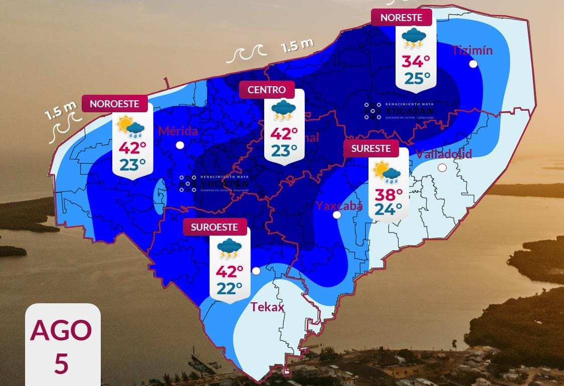 Pronóstico del tiempo: Así será el clima en Yucatán este miércoles 5 de agosto