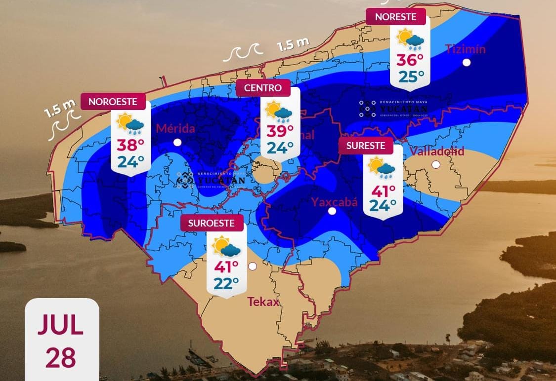 Pronóstico del tiempo: Así será el clima en Yucatán este martes 28 de julio