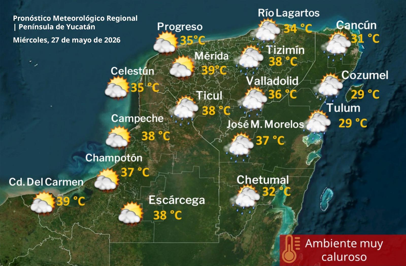 Pronóstico del tiempo: Así será el clima en Yucatán este miércoles 27 de mayo