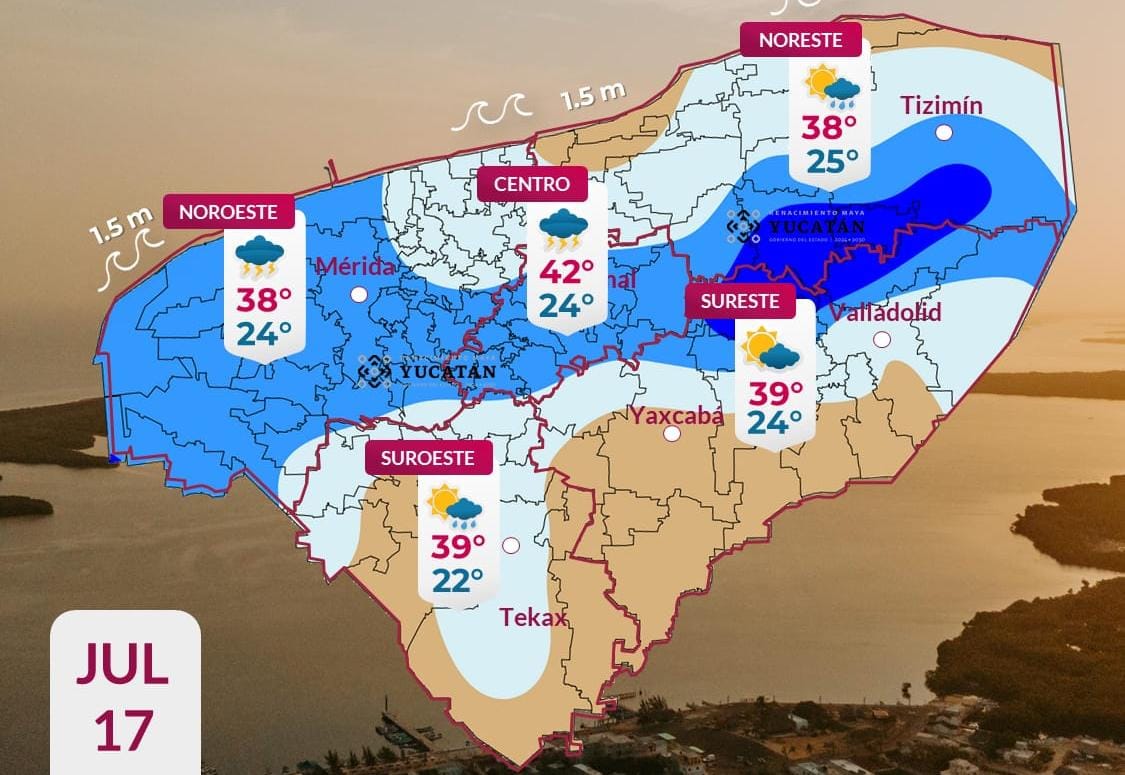 Pronóstico del tiempo: Así será el clima en Yucatán este viernes 17 de julio