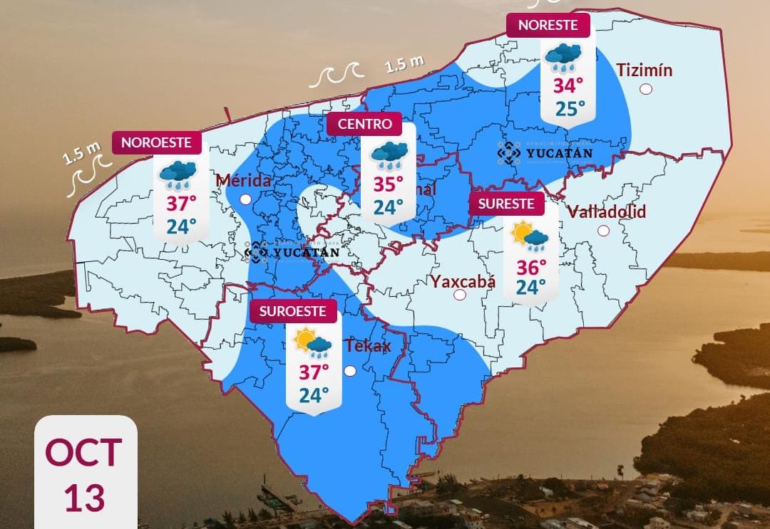 Pronóstico del tiempo: Así será el clima en Yucatán este martes 13 de octubre