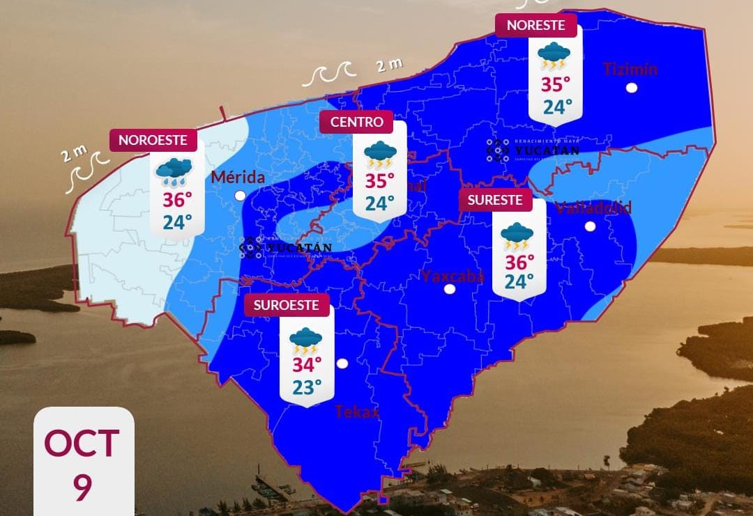 Pronóstico del tiempo: Así será el clima en Yucatán este 9 de octubre