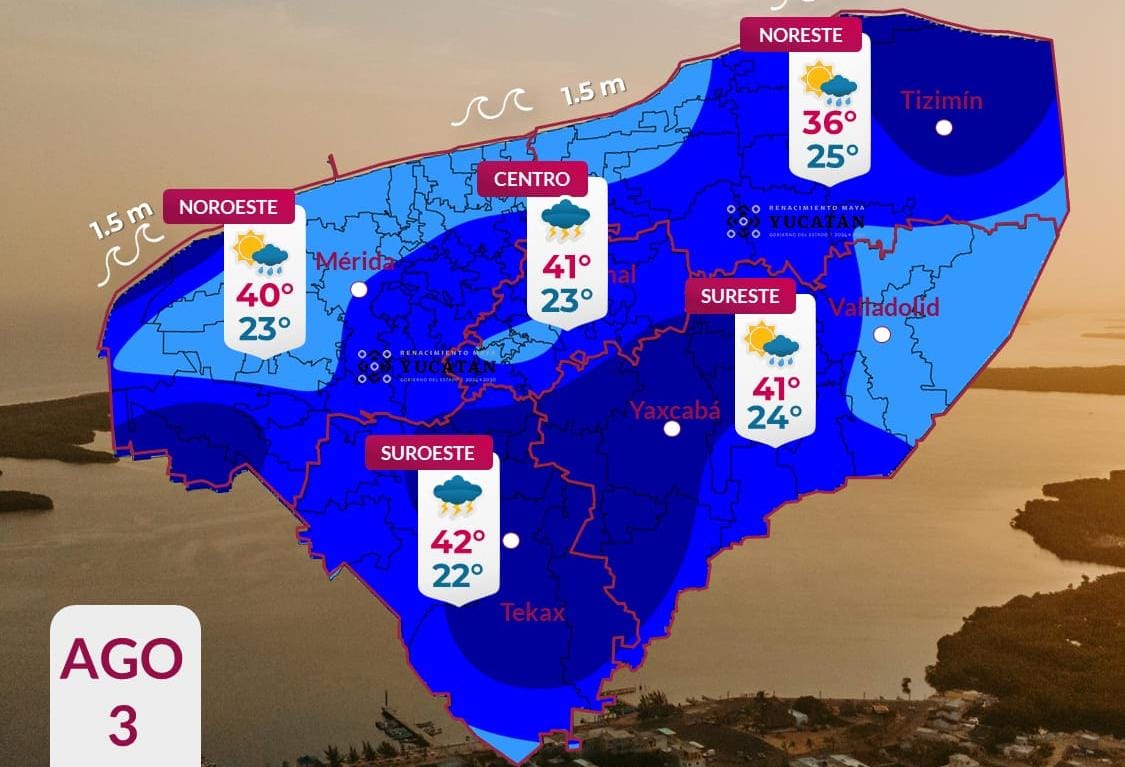 Pronóstico del tiempo: Así será el clima en Yucatán este lunes 3 de agosto