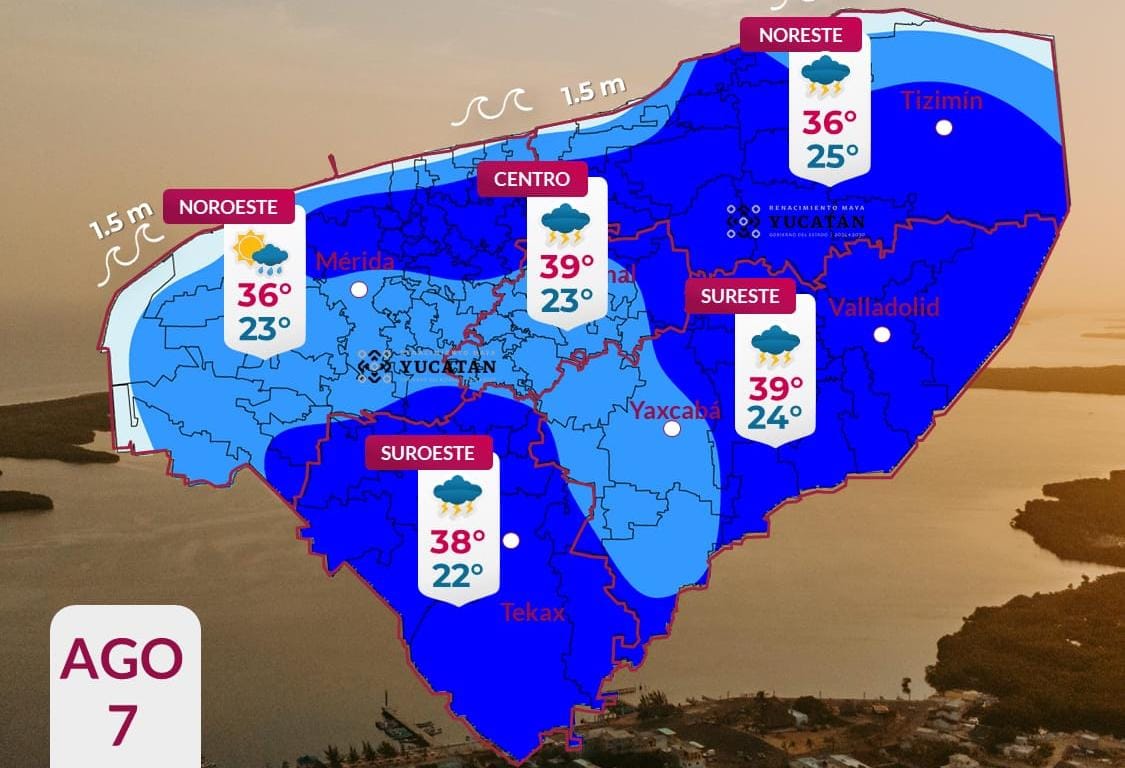 Pronóstico del tiempo: Así será el clima en Yucatán este viernes 7 de agosto