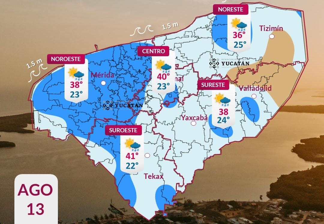 Pronóstico del tiempo: Así será el clima en Yucatán este jueves 13 de agosto
