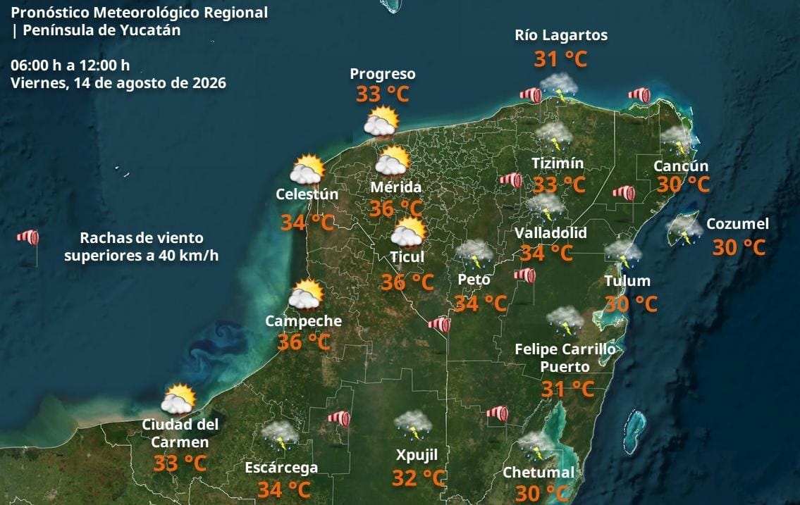 Pronóstico del tiempo: Así será el clima en Yucatán este viernes 14 de agosto