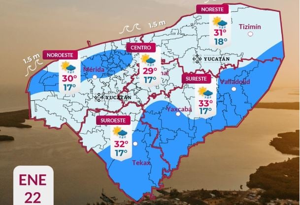 Clima en Yucatán este jueves 22 de enero
