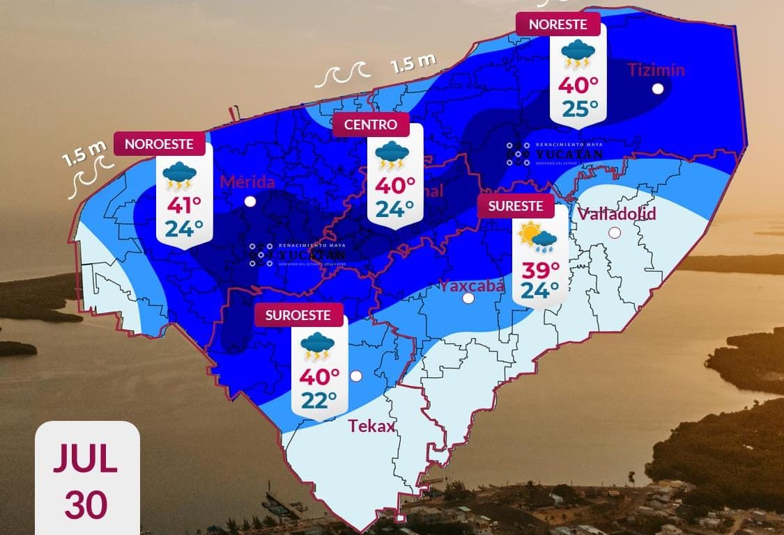 Pronóstico del tiempo: Así será el clima en Yucatán este jueves 30 de julio