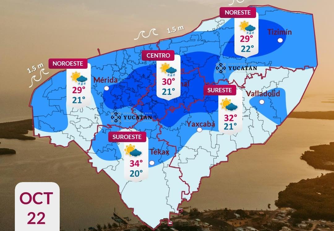 Pronóstico del tiempo: Así será el clima en Yucatán este jueves 22 de octubre