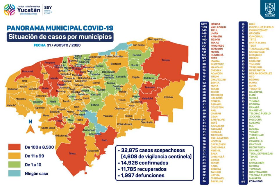 SSY reporta 96 nuevos contagios de COVID-19 en Yucatán