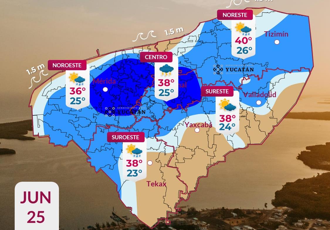 Pronóstico del tiempo: Así será el clima en Yucatán este jueves 25 de junio