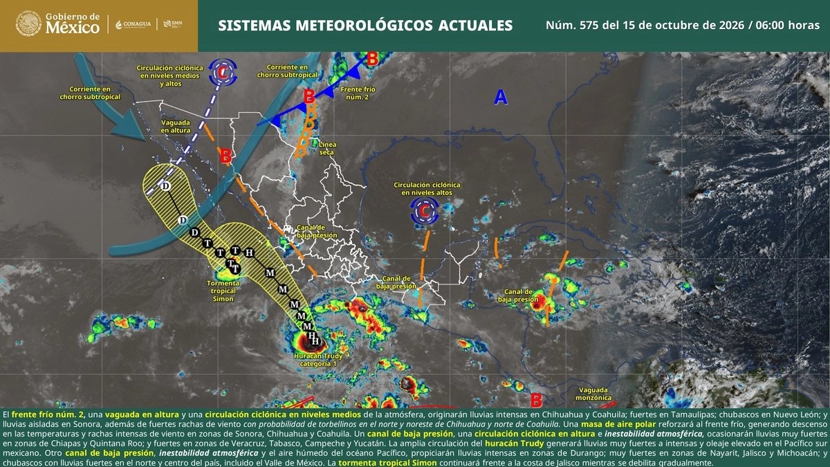 ‘Trudy’ se intensificó a huracán categoría 1; está 465 km de Acapulco