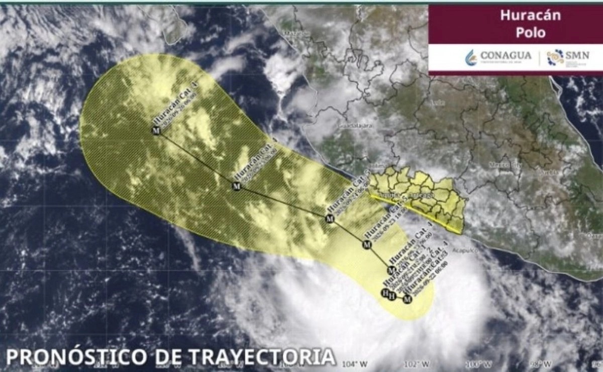 'Polo' se convierte en huracán categoría 1 y amenaza el Pacífico mexicano