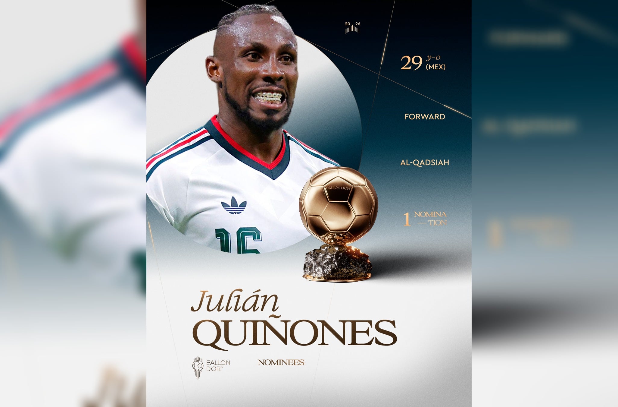 Julián Quiñones, entre los 30 candidatos al Balón de Oro