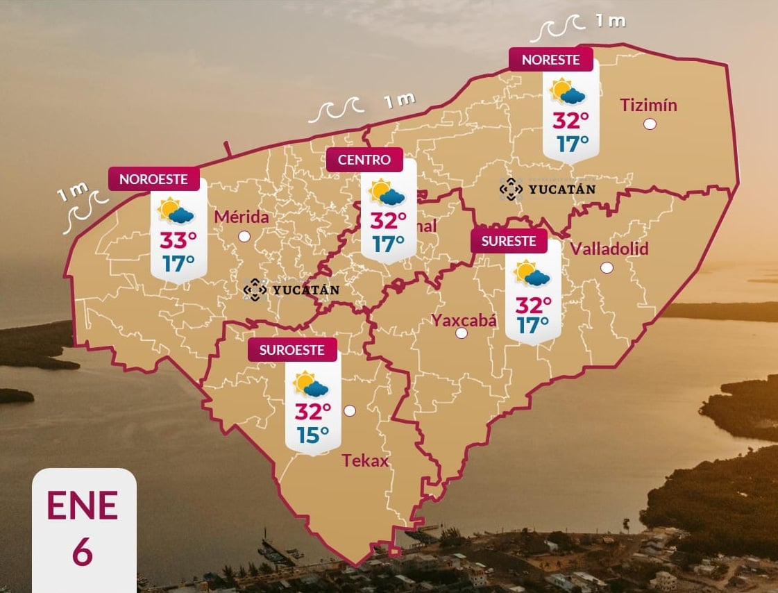 Yucatán mantendrá tiempo estable con temperaturas máximas entre 29 y 33 grados