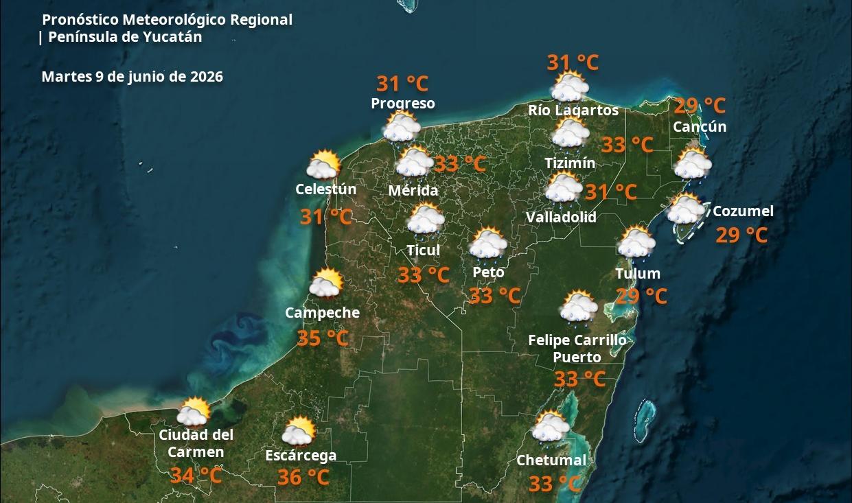 Pronóstico del tiempo: Así será el clima en Yucatán este martes 9 de junio