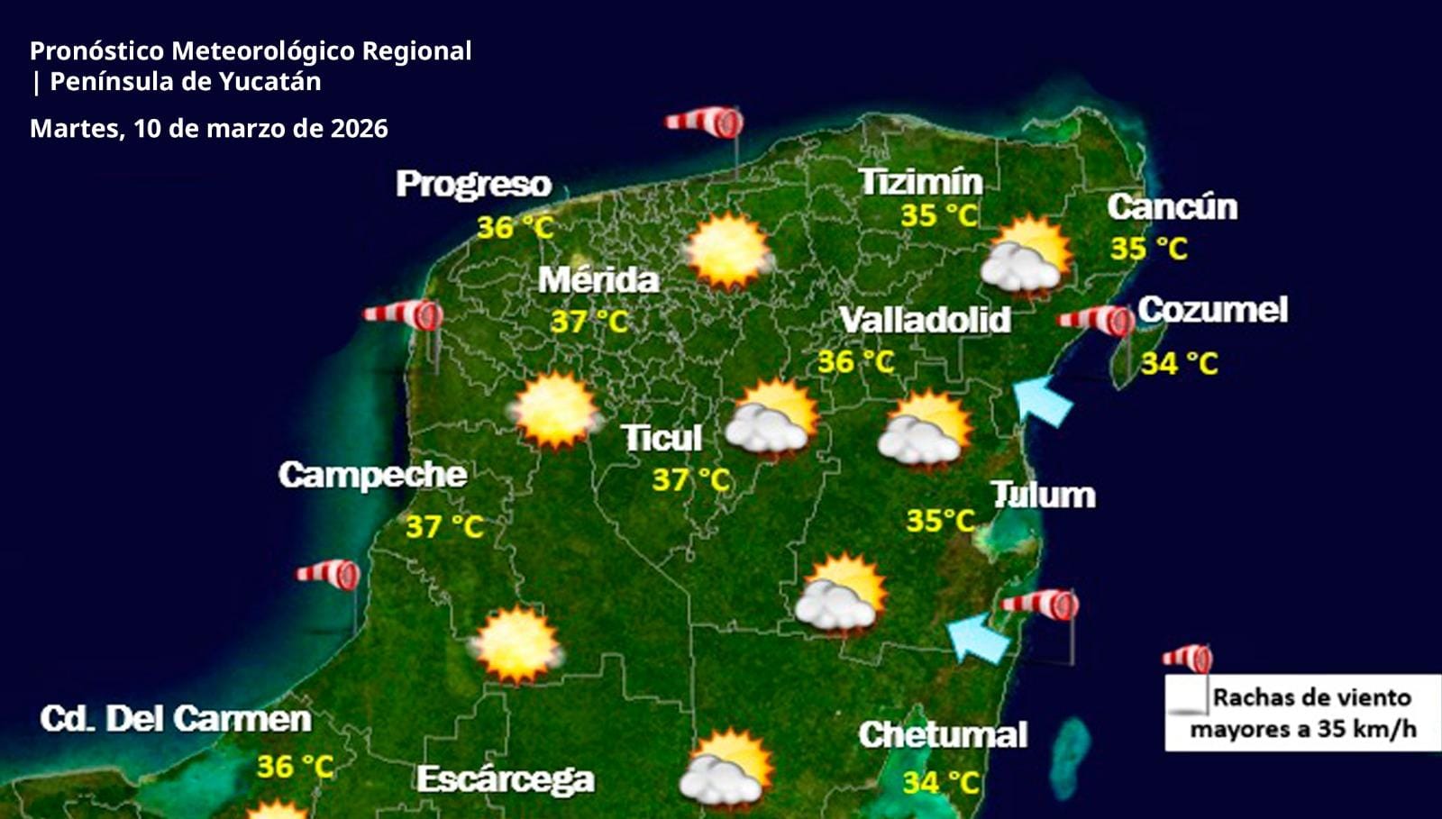 Pronóstico del tiempo: Así será el clima en Yucatán este martes 10 de marzo