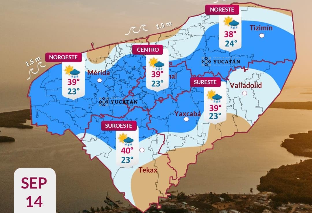 Pronóstico del tiempo: Así será el clima en Yucatán este lunes 14 de septiembre