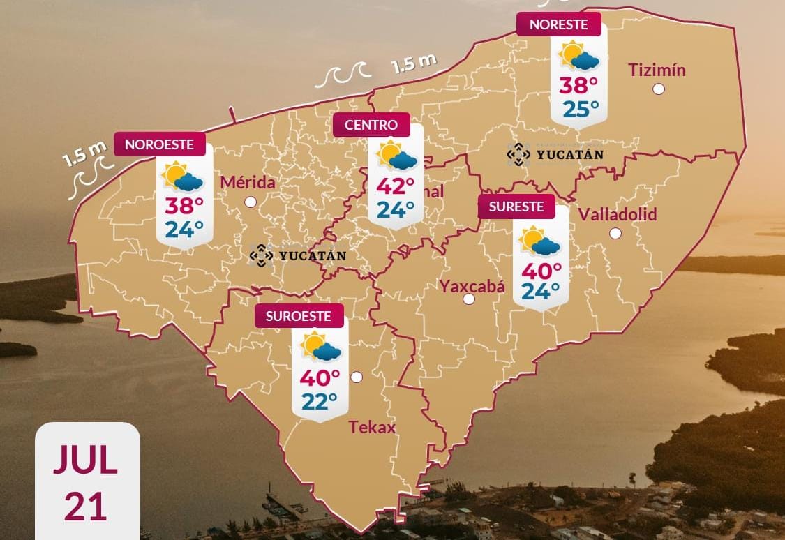 Pronóstico del tiempo: Así será el clima en Yucatán este martes 21 de julio