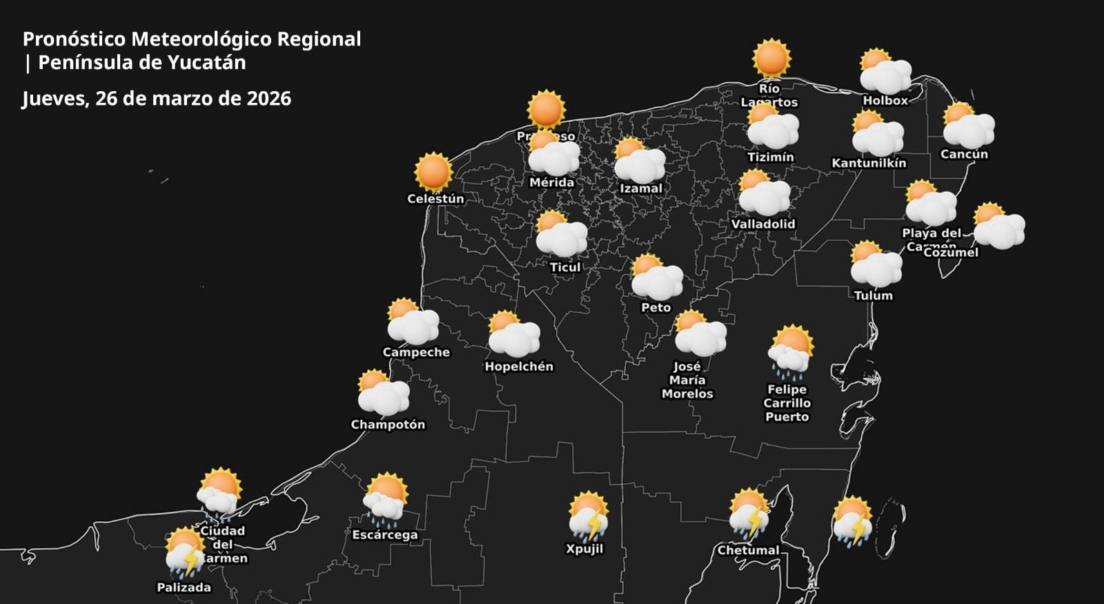 Pronóstico del tiempo: Así será el clima en Yucatán este jueves 26 de marzo