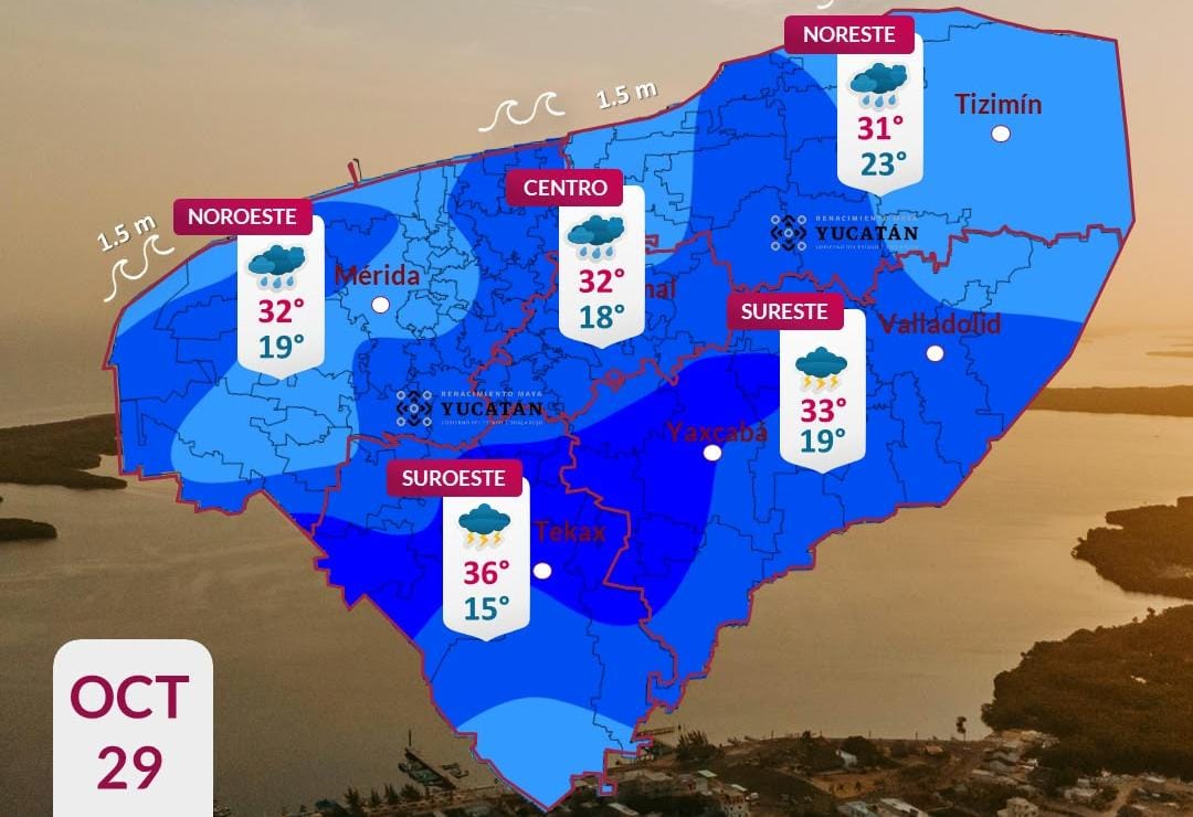 Pronóstico del tiempo: Así será el clima en Yucatán este jueves 29 de octubre